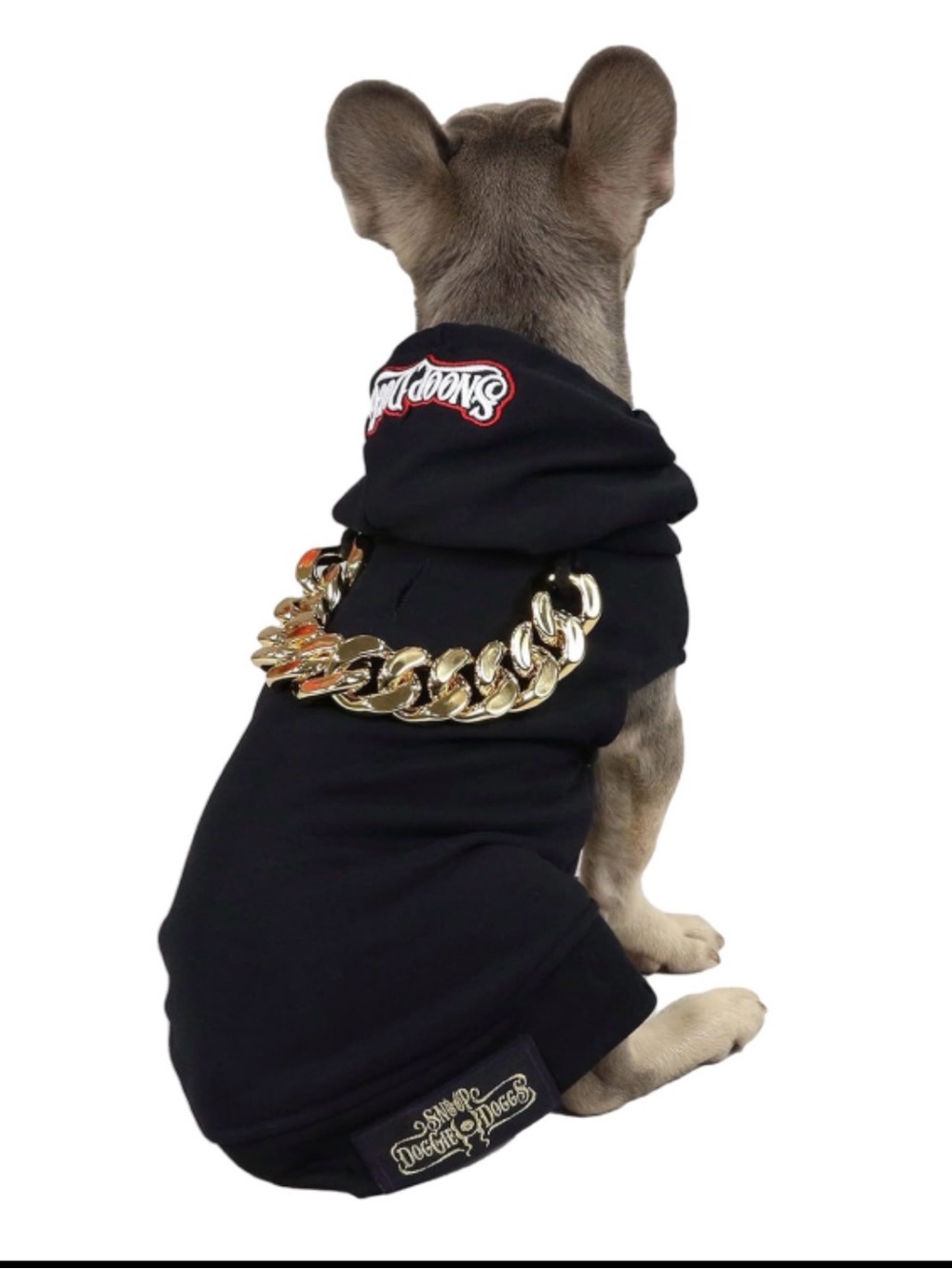 Snoop Dogg Hoodie Costume with Gold Chain for dogs - Black